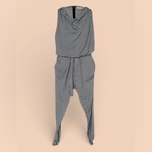 Michael Kors Black and White Houndstooth Jumpsuit